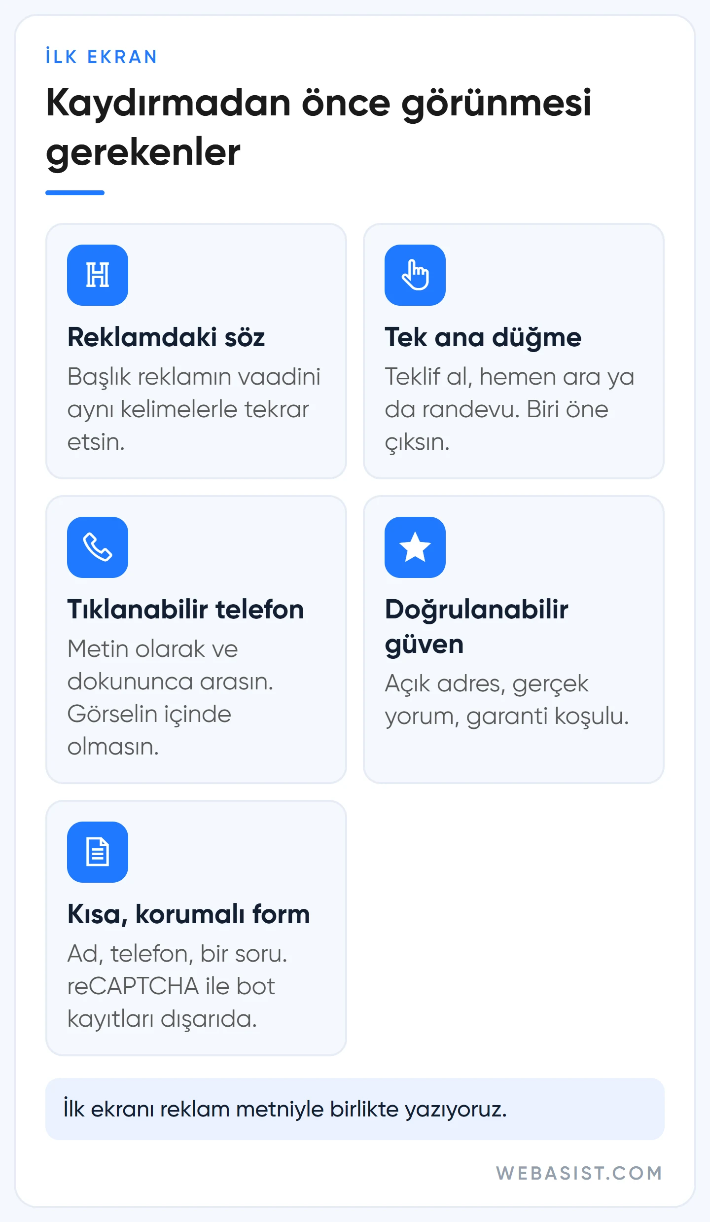 Google Ads açılış sayfasının ilk ekranında olması gereken beş şey